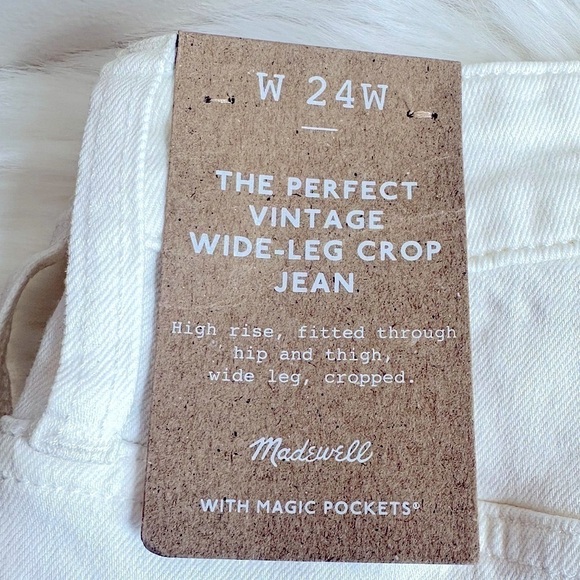 NWT Madewell The Perfect Vintage Wide-Leg Crop Jean Perfect White Size 24W - Picture 3 of 15